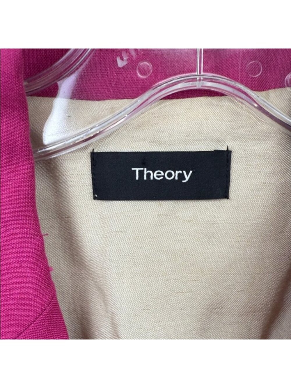 Theory Hot Pink Linen Suit Set Double Breasted Blazer & Trousers 6 - Picture 6 of 15